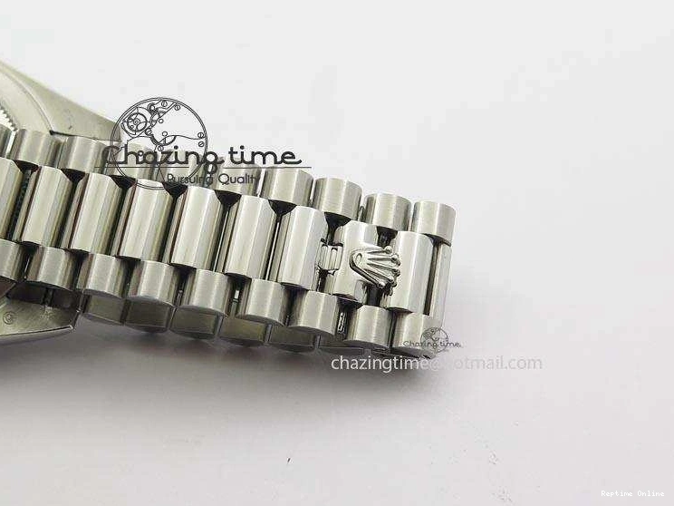 0112 DayDate 40mm BP-Maker 228206 SS Ice Blue Stick Dial (Smooth Bezel) On SS Bracelet ETA FreshLook 3913